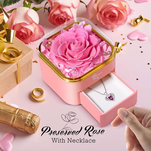 Mothers Day Mom Gifts,Eternal Rose Flower with Necklace Gifts for Women,Mother, Grandma,Wife and Girlfriend, Birthday Gift,Wedding, Thanksgiving Gift (Blue) in Saudi Arabia