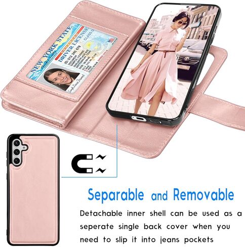 حافظة Galaxy S24 Plus، حافظة محفظة Galaxy S24+، Tekcoo الفاخرة من جلد البولي يوريثان، فتحات لبطاقات الائتمان النقدية، حامل غطاء قلاب قابل للطي [حافظة صلبة مغناطيسية قابلة للفصل] لهاتف Samsung S24 Plus 5G [أسود] in Kuwait