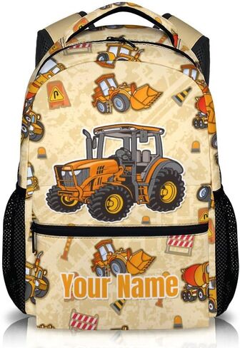 School Backpack for Boys - Tractor Backpack for Kids Student 17" Lightweight Black Bookbag for School Schoolbag Elementary, Boys Backpacks Ages 6-8 in Saudi Arabia