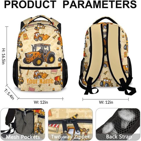 School Backpack for Boys - Tractor Backpack for Kids Student 17" Lightweight Black Bookbag for School Schoolbag Elementary, Boys Backpacks Ages 6-8 in Saudi Arabia