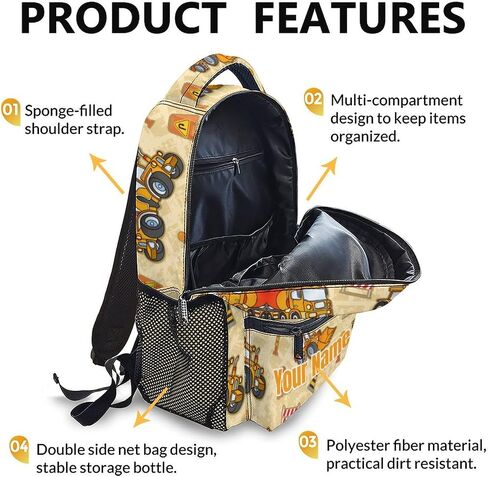 School Backpack for Boys - Tractor Backpack for Kids Student 17" Lightweight Black Bookbag for School Schoolbag Elementary, Boys Backpacks Ages 6-8 in Saudi Arabia