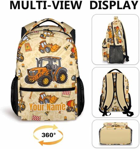 School Backpack for Boys - Tractor Backpack for Kids Student 17" Lightweight Black Bookbag for School Schoolbag Elementary, Boys Backpacks Ages 6-8 in Saudi Arabia