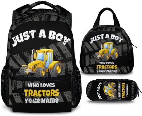 School Backpack for Boys - Tractor Backpack for Kids Student 17" Lightweight Black Bookbag for School Schoolbag Elementary, Boys Backpacks Ages 6-8 in Saudi Arabia