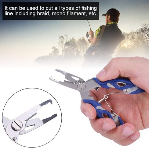 VBESTLIFE Multi-Function Fishing Plier, Carbon Steel Fishing Line Cutter Fishing Hook Remover Freshwater Saltwater Fishing Split Ring Braid Tool in Saudi Arabia