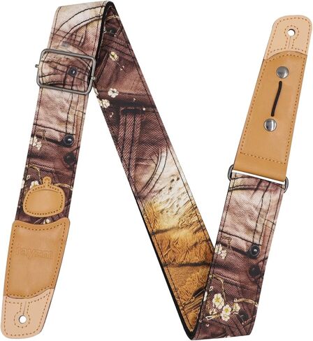 حزام جيتار مزود بفتحة للكابل وجيب لريشة الريشة، وحزام من النايلون للجيتار الصوتي/الكهربائي/الجهير مع ظهر قطني غير قابل للانزلاق، وإبزيم معدني، وطول قابل للتعديل in Kuwait