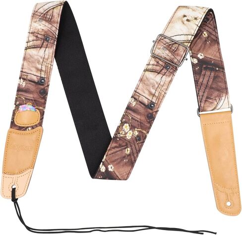 حزام جيتار مزود بفتحة للكابل وجيب لريشة الريشة، وحزام من النايلون للجيتار الصوتي/الكهربائي/الجهير مع ظهر قطني غير قابل للانزلاق، وإبزيم معدني، وطول قابل للتعديل in Kuwait