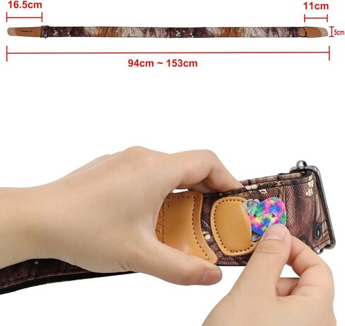 حزام جيتار مزود بفتحة للكابل وجيب لريشة الريشة، وحزام من النايلون للجيتار الصوتي/الكهربائي/الجهير مع ظهر قطني غير قابل للانزلاق، وإبزيم معدني، وطول قابل للتعديل in Kuwait