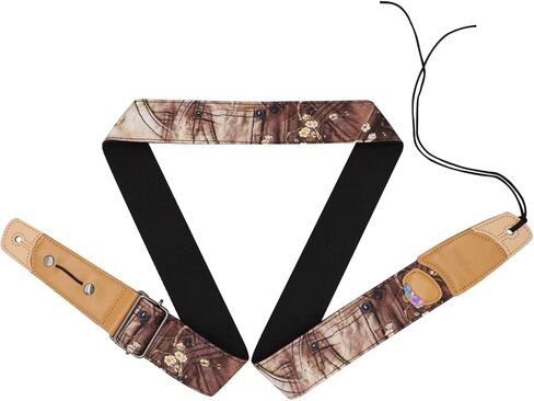 حزام جيتار مزود بفتحة للكابل وجيب لريشة الريشة، وحزام من النايلون للجيتار الصوتي/الكهربائي/الجهير مع ظهر قطني غير قابل للانزلاق، وإبزيم معدني، وطول قابل للتعديل in Kuwait