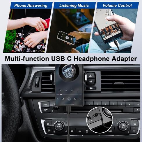USB C إلى 3.5 ملم محول صوت سامسونج، نوع C إلى Aux Audio Dongle كابل سلك أنثى محول مقبس سماعة الرأس لهاتف Samsung Galaxy A15/A55/A54/A35/S24 Ultra/S23/S22/S21/S20/iPhone 15 Pro Max/Pixel 8a /8/7/6/5 in Saudi Arabia