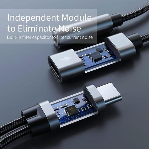 Type C to 3.5mm Headphone and Charger Adapter, 2 in 1 USB C to Aux Audio Jack Hi-Res DAC with PD 60W Fast Charging Dongle Cable Compatible with Pixel 4 3 XL, Galaxy S21 S20 S20+ Plus Note 20 (Black) in Saudi Arabia
