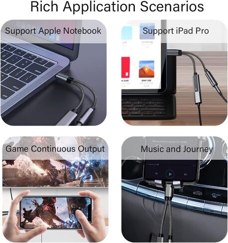 Type C to 3.5mm Headphone and Charger Adapter, 2 in 1 USB C to Aux Audio Jack Hi-Res DAC with PD 60W Fast Charging Dongle Cable Compatible with Pixel 4 3 XL, Galaxy S21 S20 S20+ Plus Note 20 (Black) in Saudi Arabia