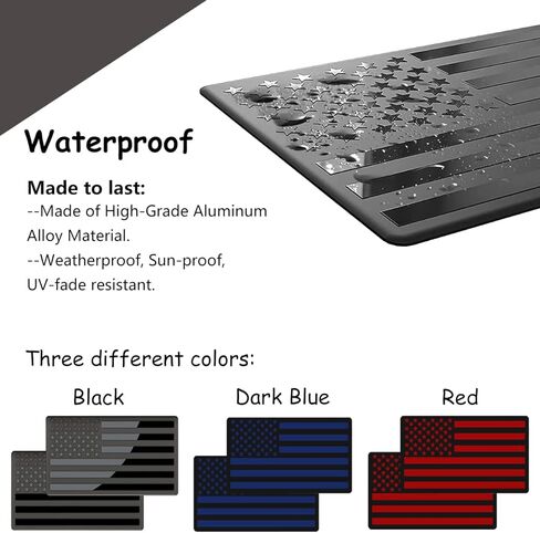 عبوتان من ملصقات شعار العلم الأمريكي، ملصقات معدنية منقوشة ثلاثية الأبعاد لعلم الولايات المتحدة الأمريكية، ملصق ممتص للصدمات صغير مقاس 5 × 3 بوصة متوافق مع الشاحنات، وRV، وسيارات الدفع الرباعي، والدراجات النارية والمزيد (يسار ويمين) (أسود) in Kuwait