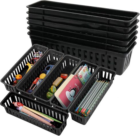 12 Pack Classroom Storage Baskets Bins, Pencil Holder Baskets for Kids Desk Rectangle Office Supply Baskets in Saudi Arabia