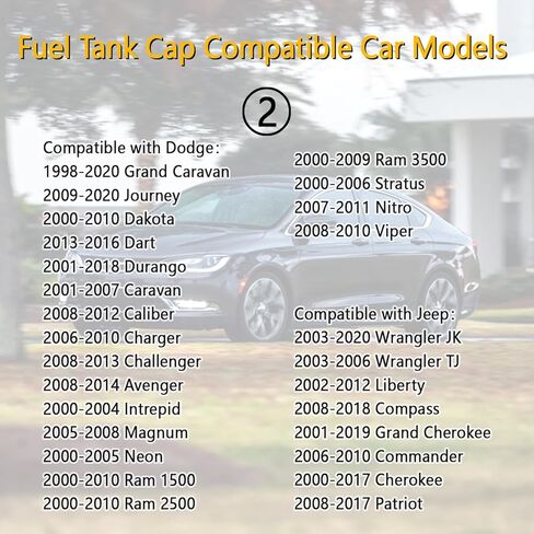 غطاء غطاء الغاز متوافق مع دودج كرايسلر رام جيب رانجلر، ملحقات السيارة القياسية استبدال غطاء الوقود OEM #52030377AB، 52030377AA مع حشية غطاء الغاز in Kuwait