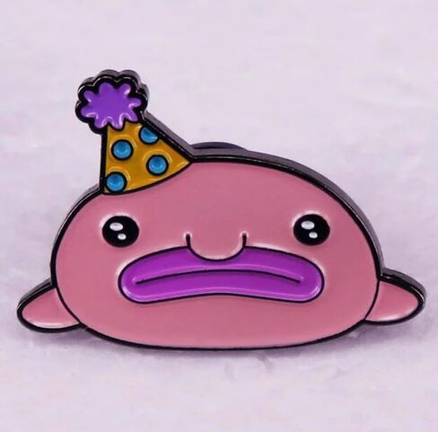 Blobfish Blob Fish Birthday Party Hat Cute Animal 1.25" Enamel Pin Badge in Saudi Arabia