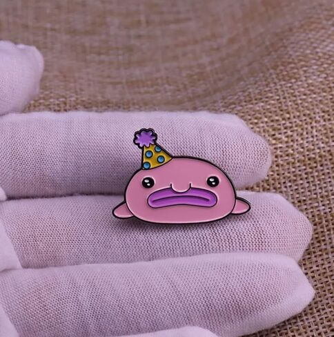 Blobfish Blob Fish Birthday Party Hat Cute Animal 1.25" Enamel Pin Badge in Saudi Arabia