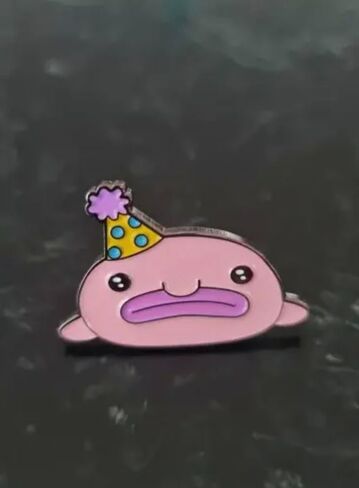 Blobfish Blob Fish Birthday Party Hat Cute Animal 1.25" Enamel Pin Badge in Saudi Arabia