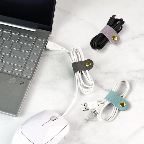 Carrotez Leather Cord Organizer, Cable Organizer for Travel, Cord Keeper, Cable Ties, Cable Straps, Cord Wraps for Charging Cords - 3 pcs (Black) in Kuwait