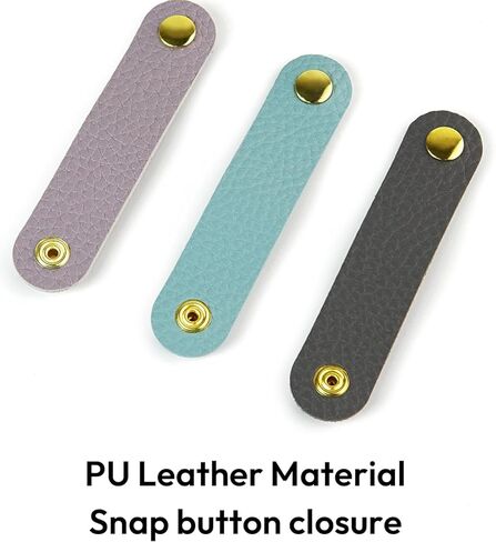 Carrotez Leather Cord Organizer, Cable Organizer for Travel, Cord Keeper, Cable Ties, Cable Straps, Cord Wraps for Charging Cords - 3 pcs (Black) in Kuwait