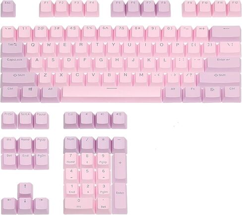Happy Balls Keycaps الخلفية PBT Cherry MX Keycap Set Doubleshot OEM Profile شفافة مع Keycap Puller لتخطيط الولايات المتحدة 61 87 104 108 MX Switches لوحة المفاتيح الميكانيكية (مجموعة أرجوانية وردية) in Kuwait