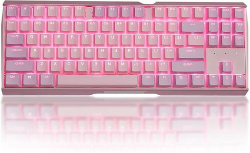 Happy Balls Keycaps الخلفية PBT Cherry MX Keycap Set Doubleshot OEM Profile شفافة مع Keycap Puller لتخطيط الولايات المتحدة 61 87 104 108 MX Switches لوحة المفاتيح الميكانيكية (مجموعة أرجوانية وردية) in Kuwait