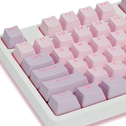 Happy Balls Keycaps الخلفية PBT Cherry MX Keycap Set Doubleshot OEM Profile شفافة مع Keycap Puller لتخطيط الولايات المتحدة 61 87 104 108 MX Switches لوحة المفاتيح الميكانيكية (مجموعة أرجوانية وردية) in Kuwait