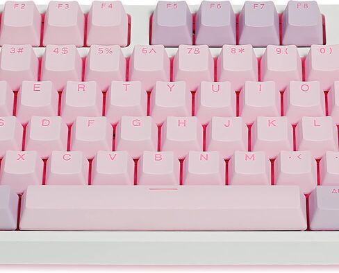 Happy Balls Keycaps الخلفية PBT Cherry MX Keycap Set Doubleshot OEM Profile شفافة مع Keycap Puller لتخطيط الولايات المتحدة 61 87 104 108 MX Switches لوحة المفاتيح الميكانيكية (مجموعة أرجوانية وردية) in Kuwait