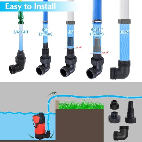 مضخة مستنقع FLUENTPOWER 3/4HP مضخة غاطسة 3300GPH، تصريف المياه النظيفة/القذرة للطابق السفلي من قبو الفيضانات وحمام السباحة والحديقة وحوض الاستحمام الساخن، التشغيل اليدوي التلقائي أو المستمر عن طريق مفتاح تعويم in Kuwait