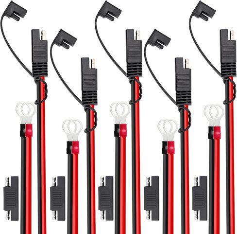 TMH Cable Connector 10 AWG - 1 FT for Battery Chargers and Maintainers with Quick-Connect 2 Pin SAE Connector to O-Ring Terminal 12V/24V for Motorcycle, Cars, Tractor 40A (2 Packs) in Kuwait