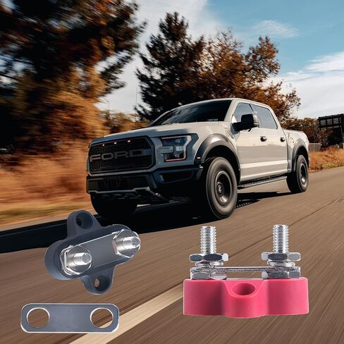 كتلة طرفية لشريط الحافلة 12 فولت كتلة طرفية للبطارية 1/4 بوصة كتلة توزيع الطاقة مزدوجة الأزرار M6 شريط تيار مستمر إيجابي/سلبي لسيارة القوارب البحرية (أحمر وأسود، 1/4 بوصة) in Kuwait