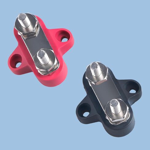 كتلة طرفية لشريط الحافلة 12 فولت كتلة طرفية للبطارية 1/4 بوصة كتلة توزيع الطاقة مزدوجة الأزرار M6 شريط تيار مستمر إيجابي/سلبي لسيارة القوارب البحرية (أحمر وأسود، 1/4 بوصة) in Kuwait