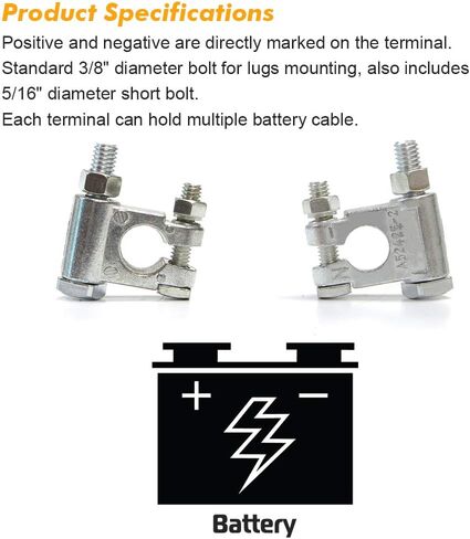نهاية محطات البطارية العلوية للمركبات البحرية قارب RV السلبية والإيجابية 2 قطعة in Kuwait