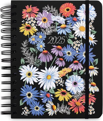 Vera Bradley 2024-2025 Medium Planner Daily Weekly & Monthly, 17 Month Hardcover Agenda Dated Aug 2024-Dec 2025, Cute Planner with Stickers, Pockets, & Spiral Binding, Daisy Fields Bright in Saudi Arabia