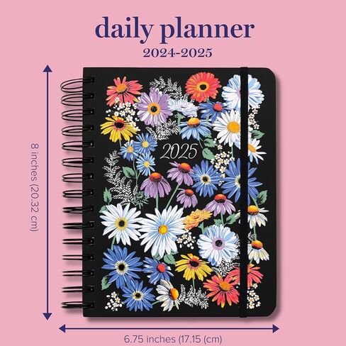 Vera Bradley 2024-2025 Medium Planner Daily Weekly & Monthly, 17 Month Hardcover Agenda Dated Aug 2024-Dec 2025, Cute Planner with Stickers, Pockets, & Spiral Binding, Daisy Fields Bright in Saudi Arabia