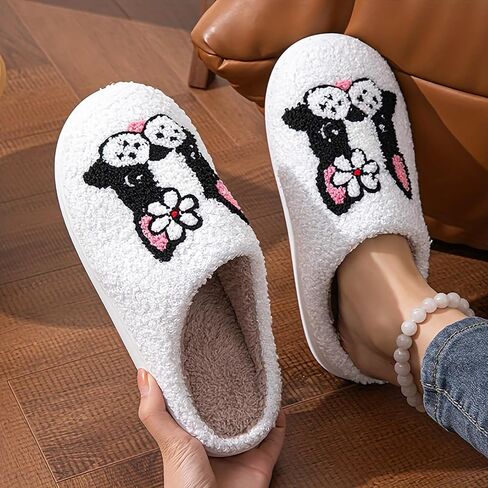 Women's & Men's Fluffy Plush Slippers - Cute Cartoon Animal House Slippers - Cuddly Warm Indoor/Outdoor Fuzzy Memory Foam Retro Home Couple Shoes in Kuwait