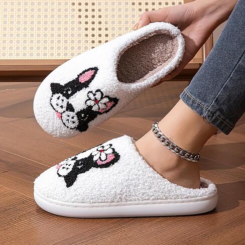 Women's & Men's Fluffy Plush Slippers - Cute Cartoon Animal House Slippers - Cuddly Warm Indoor/Outdoor Fuzzy Memory Foam Retro Home Couple Shoes in Kuwait
