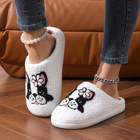 Women's & Men's Fluffy Plush Slippers - Cute Cartoon Animal House Slippers - Cuddly Warm Indoor/Outdoor Fuzzy Memory Foam Retro Home Couple Shoes in Kuwait