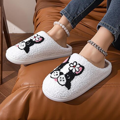 Women's & Men's Fluffy Plush Slippers - Cute Cartoon Animal House Slippers - Cuddly Warm Indoor/Outdoor Fuzzy Memory Foam Retro Home Couple Shoes in Kuwait