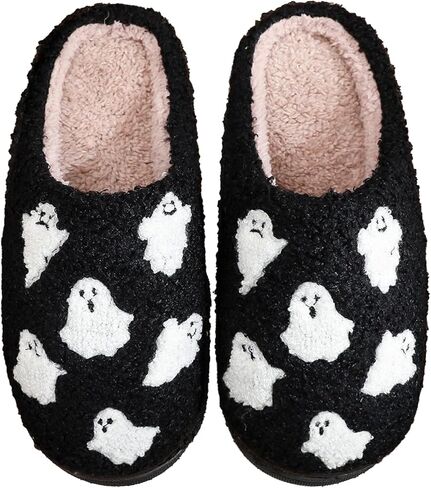 Afellicy Halloween Slippers for Women Holiday Gifts House Home Bedroom Slipper Memory Foam Retro Indoor Outdoor Shoes in Saudi Arabia