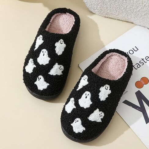 Afellicy Halloween Slippers for Women Holiday Gifts House Home Bedroom Slipper Memory Foam Retro Indoor Outdoor Shoes in Saudi Arabia
