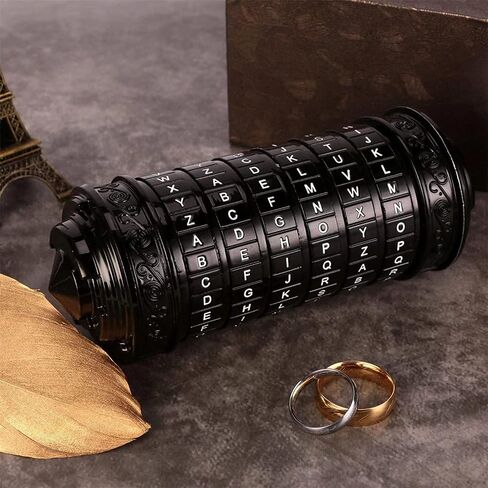 صناديق ألغاز Cryptex، قفل Cryptex صغير من Da Vinci Code مع مقصورات مخفية، هدايا عيد ميلاد لغز عيد الحب لصديقتها، صندوق غامض للرجال، نحاسي، كبير in Kuwait