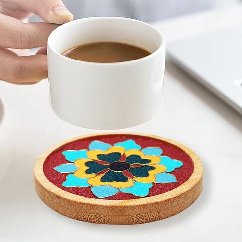 مجموعة أدوات المينا DIY، قواعد أكواب فنية من المينا المخرمة، مجموعة أدوات طلاء المينا DIY هواية مثالية للبالغين، قاعدة أكواب مصنوعة من الراتنج، هدايا ديكور منزلي مصنوعة يدويًا للأصدقاء (زهرة) in Kuwait