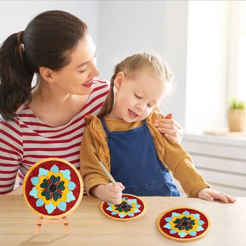 مجموعة أدوات المينا DIY، قواعد أكواب فنية من المينا المخرمة، مجموعة أدوات طلاء المينا DIY هواية مثالية للبالغين، قاعدة أكواب مصنوعة من الراتنج، هدايا ديكور منزلي مصنوعة يدويًا للأصدقاء (زهرة) in Kuwait