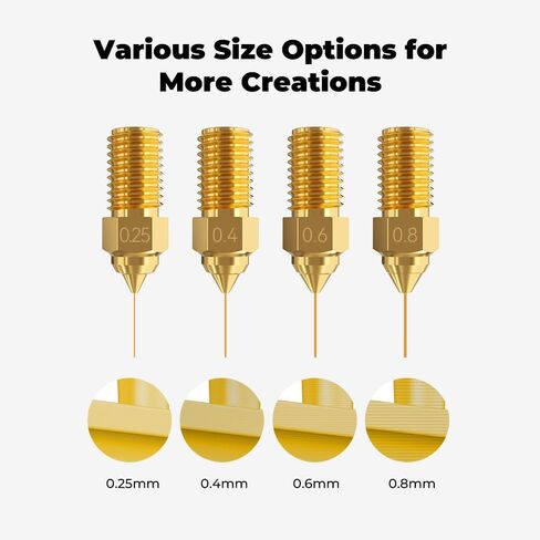 فوهات Creality Ender 3 V3 SE الرسمية، 8 قطع فوهات نحاسية عالية السرعة 0.25/0.4/0.6/0.8 مم فوهات طابعة ثلاثية الأبعاد 300 درجة مئوية مقاومة لدرجات الحرارة العالية M6 Hotend Extruder Nozzle for Ender 5 S1/Ender 7 in Saudi Arabia