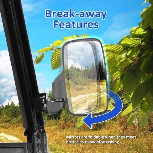 مرايا جانبية من Wsays Ranger مرايا رؤية خلفية جانبية قابلة للطي متوافقة مع 2015-2024 Polaris Ranger 1000 570 500 XP 900 مع كابينة Pro-Fit، Can Am Defender، Maverick Trail in Saudi Arabia
