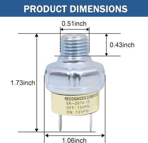 2 Piece Air Pressure Switch 120-150 PSI Tank Mount Thread 1/4" NPT 12V/24V DC Train Horn Valve 120-150psi 1/2 inch Air Compressor Tank Pressure Control Switch in Saudi Arabia