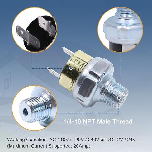 2 Piece Air Pressure Switch 120-150 PSI Tank Mount Thread 1/4" NPT 12V/24V DC Train Horn Valve 120-150psi 1/2 inch Air Compressor Tank Pressure Control Switch in Saudi Arabia