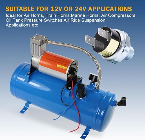 2 Piece Air Pressure Switch 120-150 PSI Tank Mount Thread 1/4" NPT 12V/24V DC Train Horn Valve 120-150psi 1/2 inch Air Compressor Tank Pressure Control Switch in Saudi Arabia
