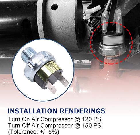 2 Piece Air Pressure Switch 120-150 PSI Tank Mount Thread 1/4" NPT 12V/24V DC Train Horn Valve 120-150psi 1/2 inch Air Compressor Tank Pressure Control Switch in Saudi Arabia