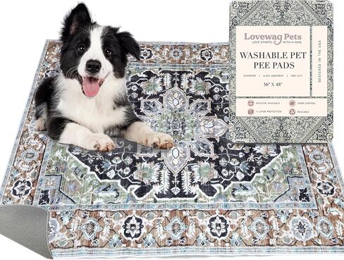 Lovewag Pets Washable Dog Pee Pads, 36" x 48", Waterproof, Non-Slip, Super Absorbent, Reusable Machine-Washable, 2-Pack (Sage Forest) in Kuwait